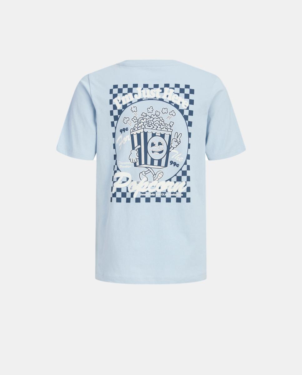 T-shirt de Manga Curta com Back Print Azul-claro-2