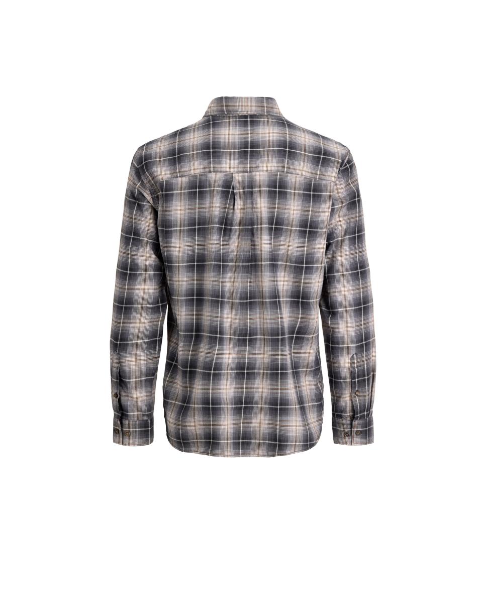 Camisa de Flanela aos Quadrados com Manga Comprida Preto-8