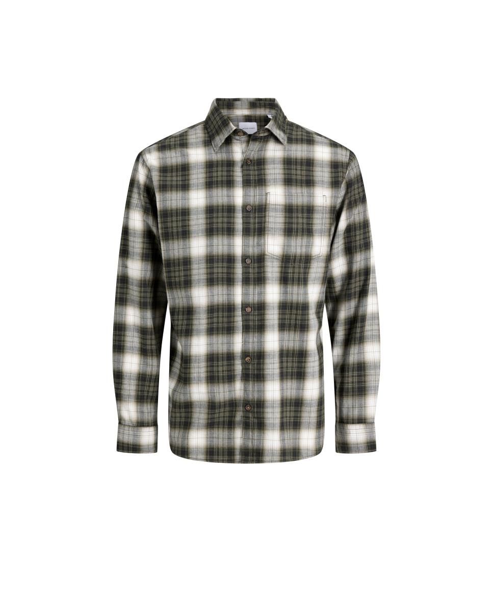 Camisa de franela de niño a cuadros de manga larga - Jack & Jones - Verde militar Verde militar-7