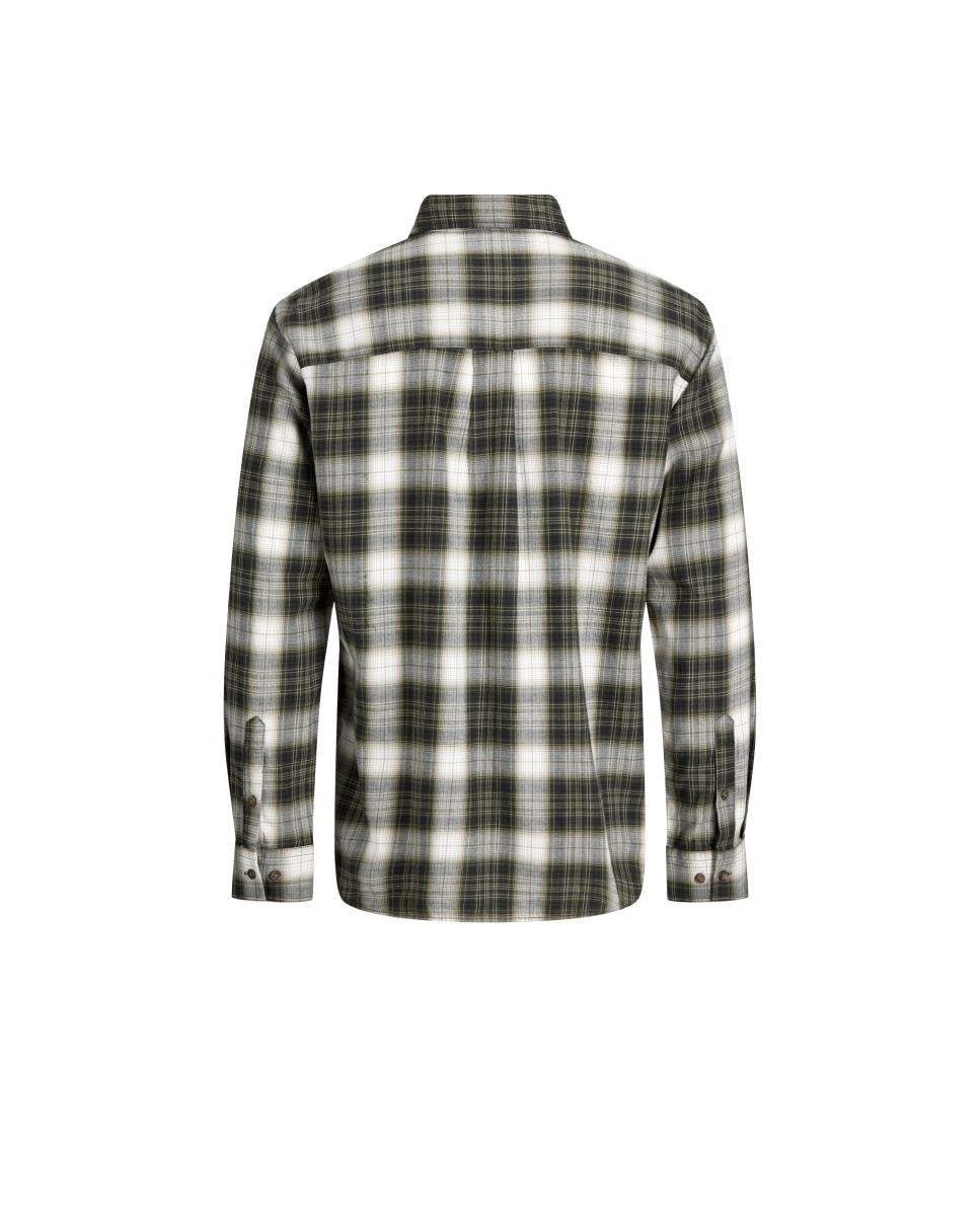 Camisa de franela de niño a cuadros de manga larga - Jack & Jones - Verde militar Verde militar-8