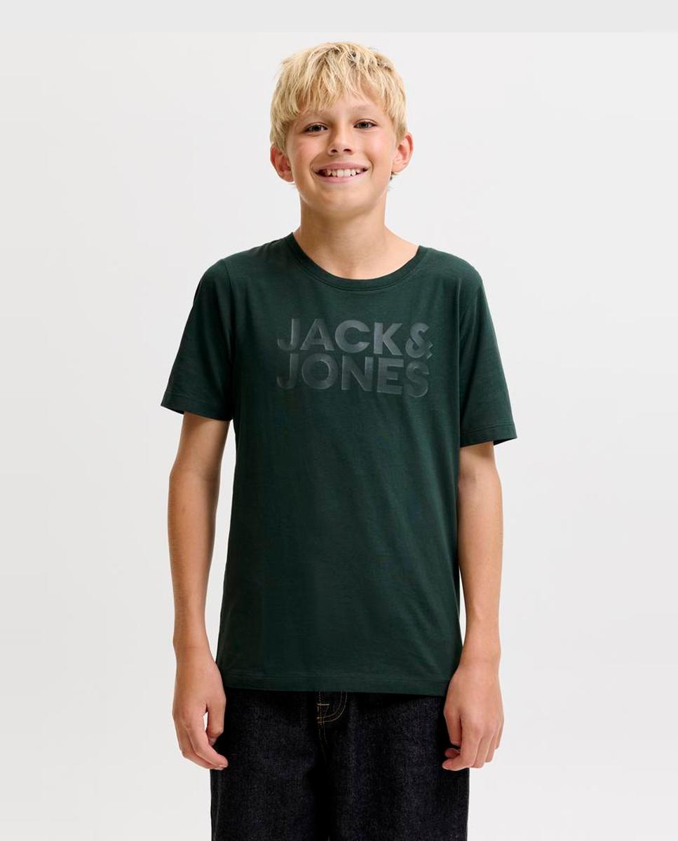 Camiseta básica de niño en gris logo JJ - Jack & Jones - Verde oscuro Verde oscuro-1