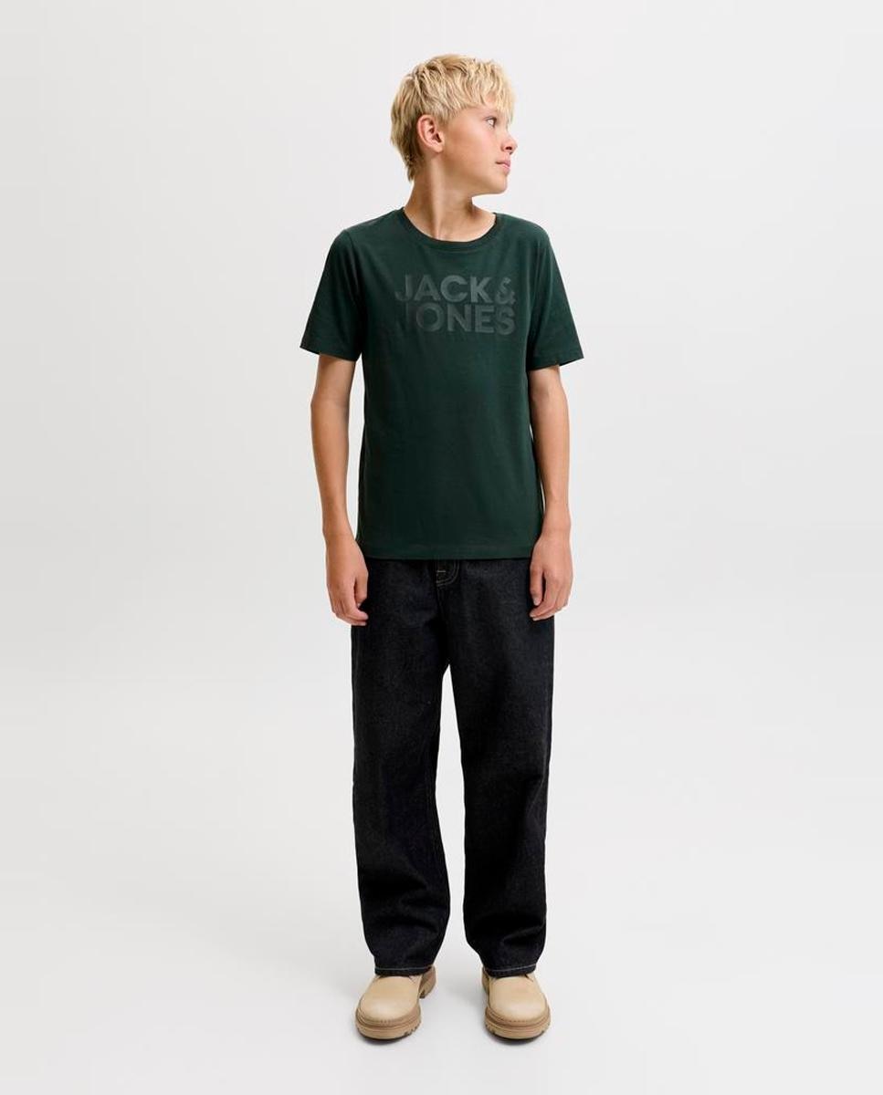 Camiseta básica de niño en gris logo JJ - Jack & Jones - Verde oscuro Verde oscuro-2