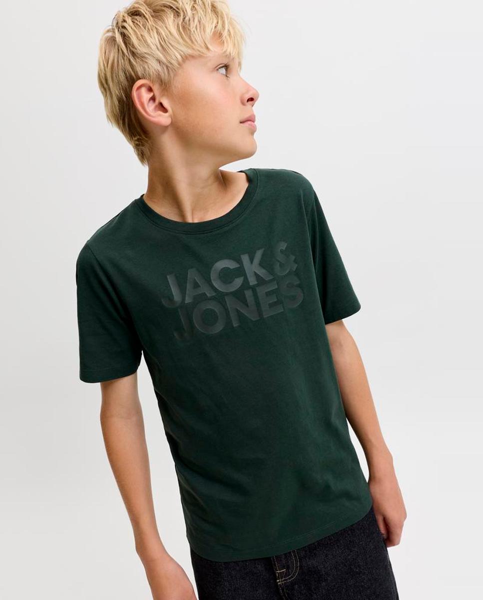 Camiseta básica de niño en gris logo JJ - Jack & Jones - Verde oscuro Verde oscuro-4