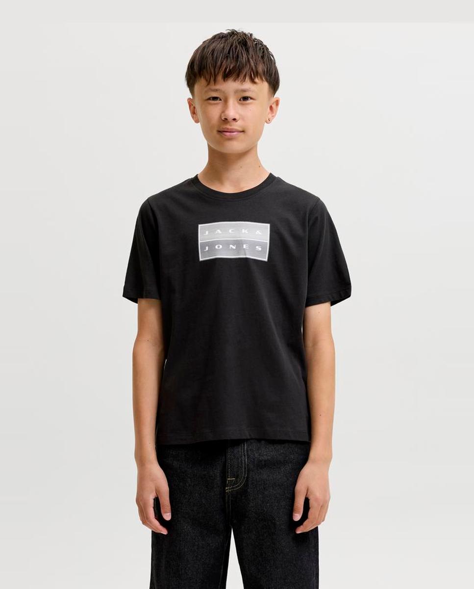 Camiseta de niño manga corta con print frontal - Jack & Jones - Negro Negro-1