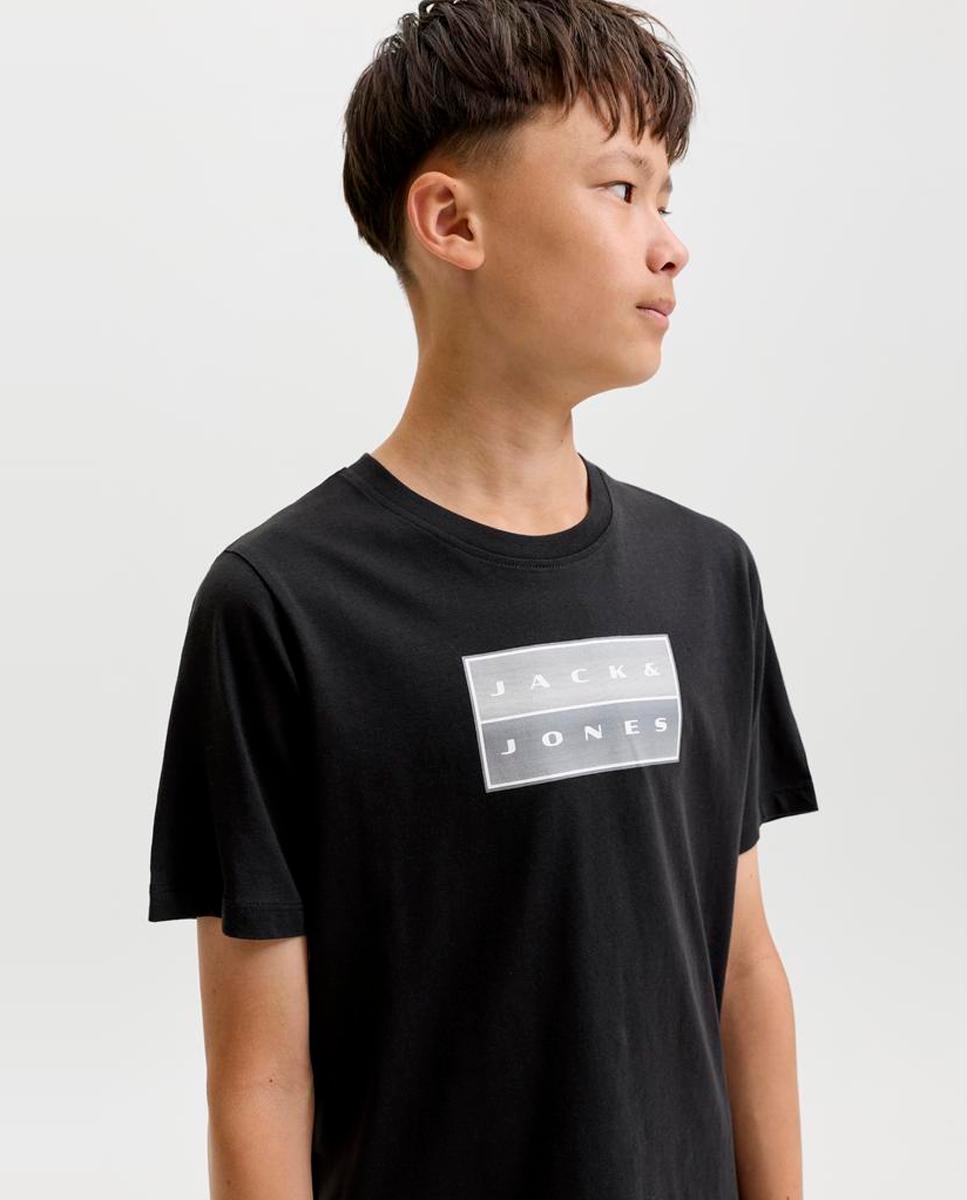 Camiseta de niño manga corta con print frontal - Jack & Jones - Negro Negro-4