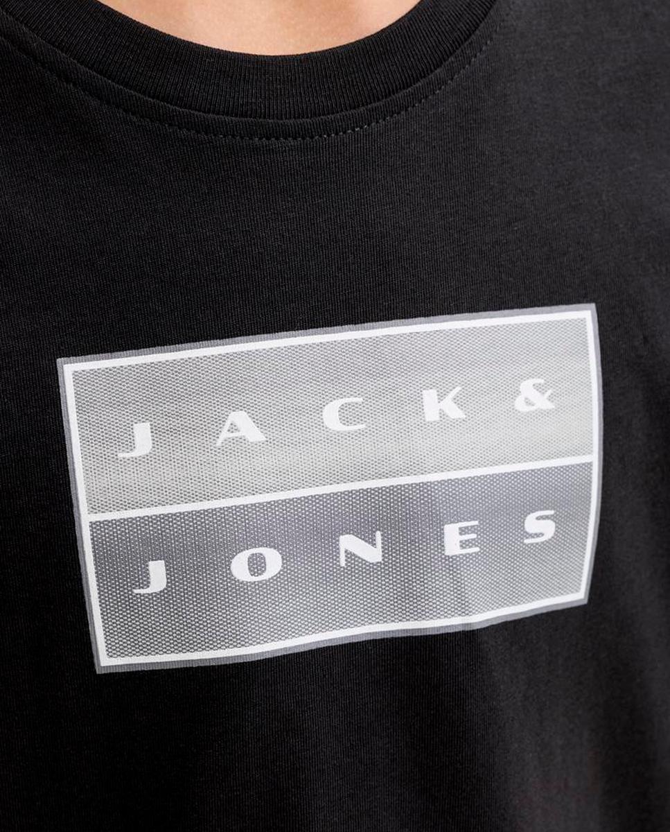 Camiseta de niño manga corta con print frontal - Jack & Jones - Negro Negro-5