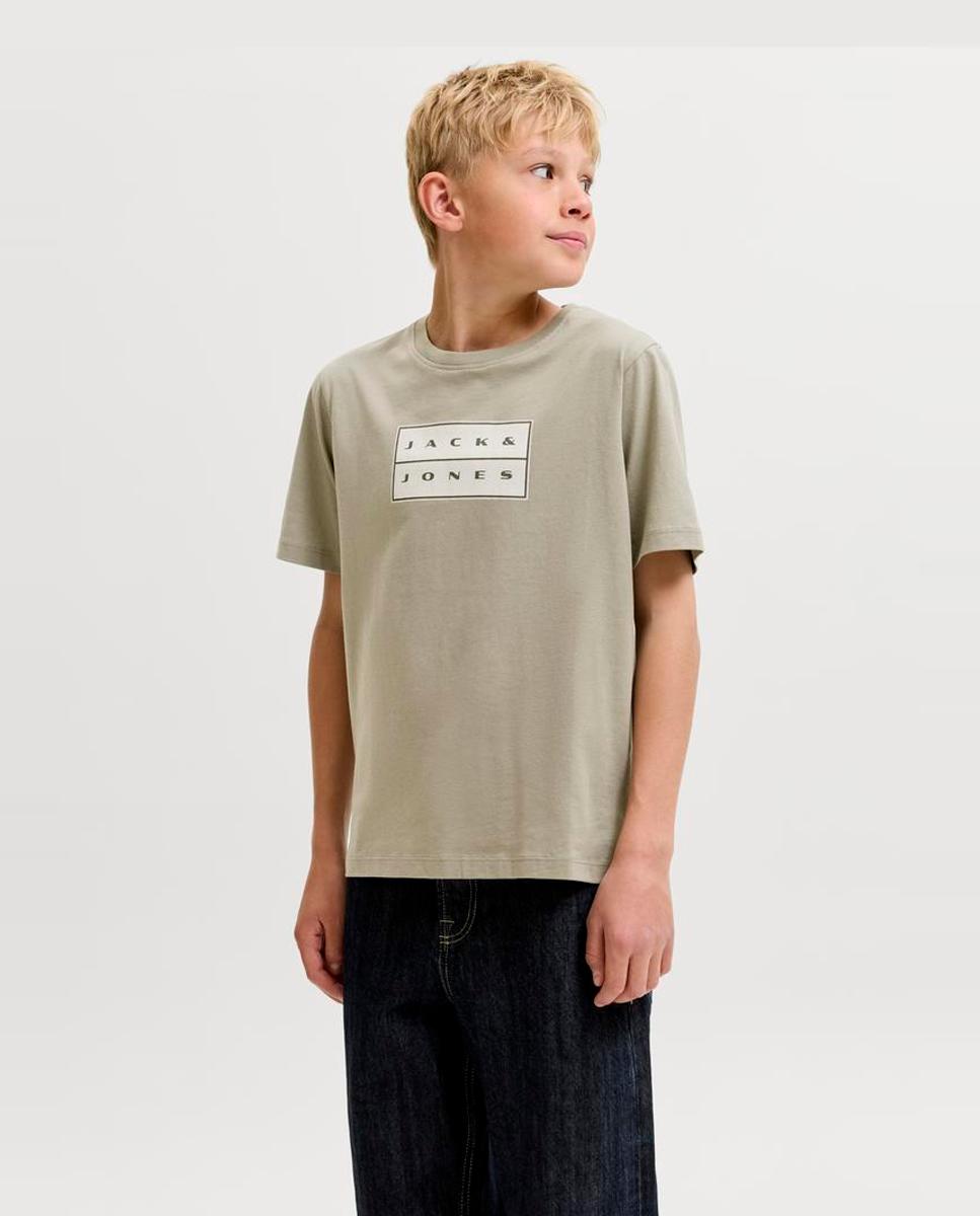 Camiseta de niño manga corta con print frontal - Jack & Jones - Verde claro Verde claro-1