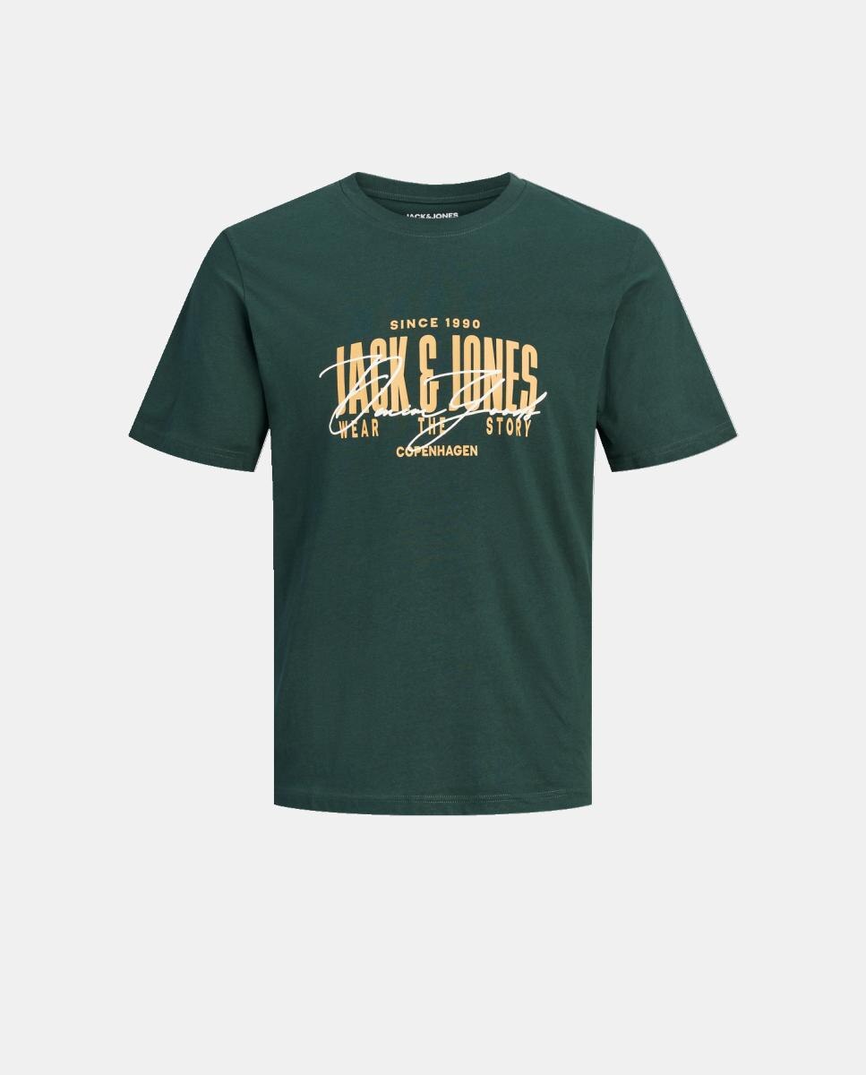 Camiseta de niño manga corta con print frontal - Jack & Jones - Verde oscuro Verde oscuro-4