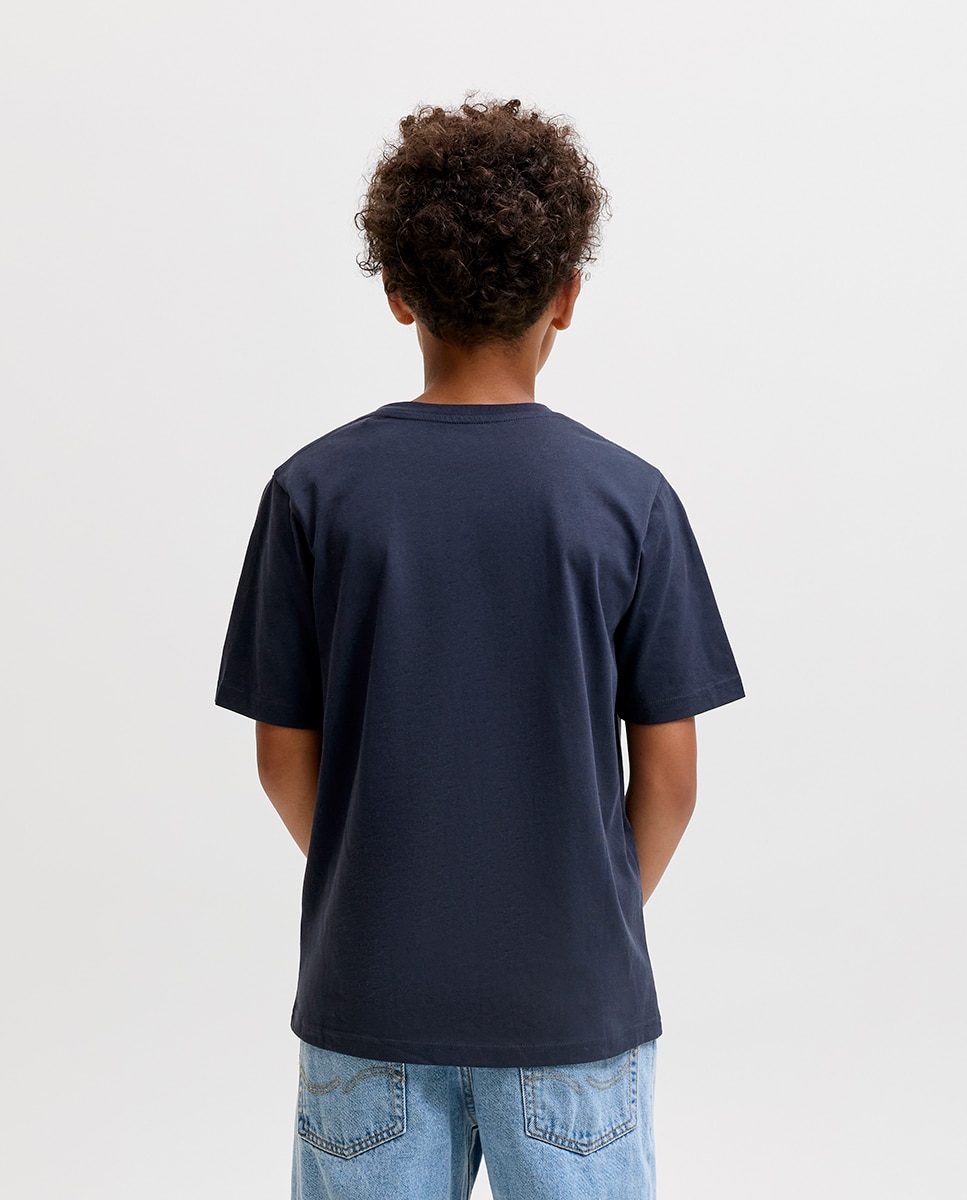 Camiseta de niño manga corta con print frontal - Jack & Jones - Azul marino Azul marino-2