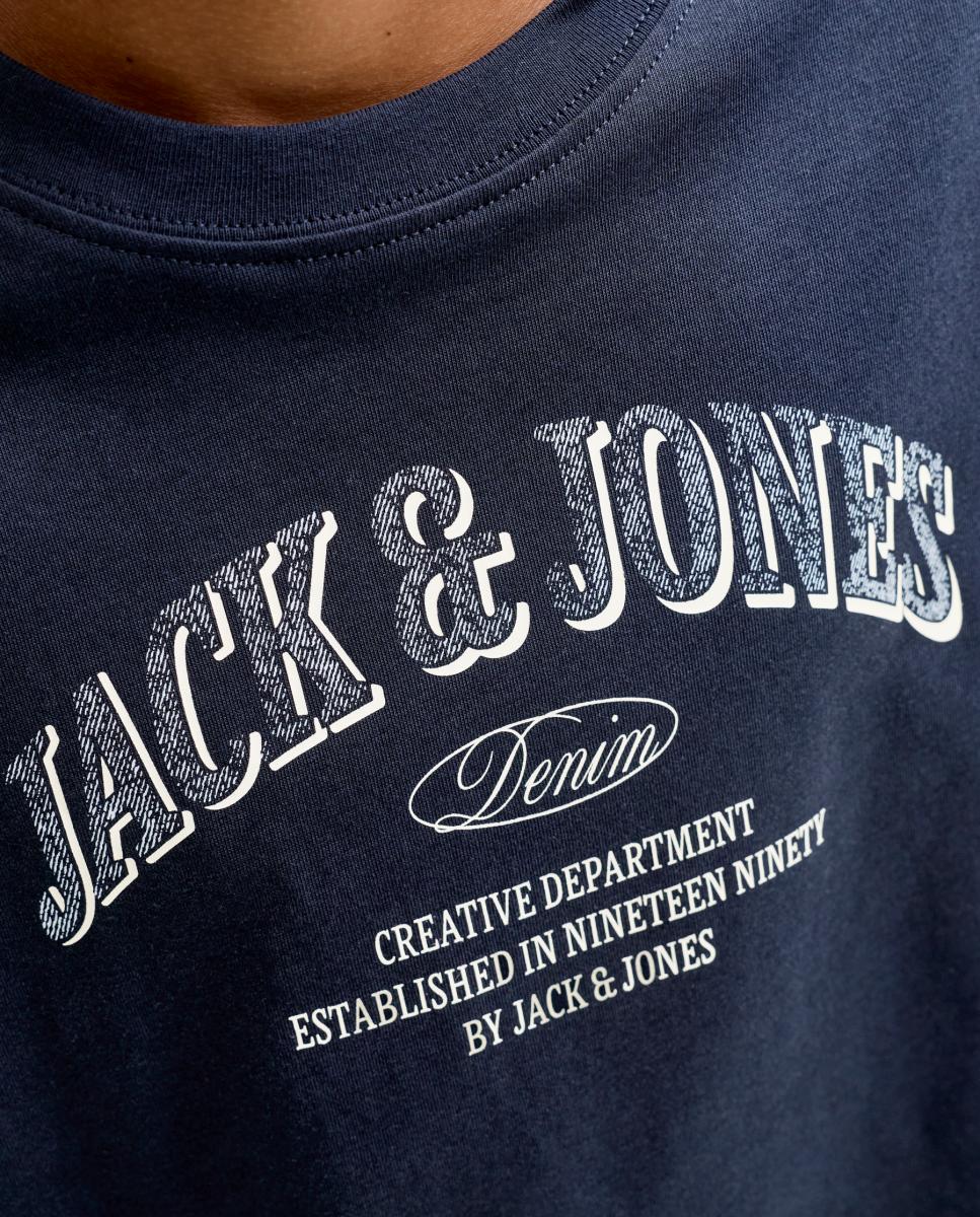 Camiseta de niño manga corta con print frontal - Jack & Jones - Azul marino Azul marino-5