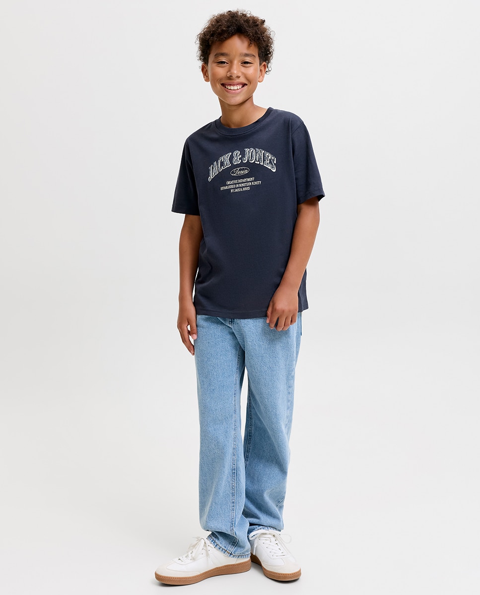 Camiseta de niño manga corta con print frontal - Jack & Jones - Azul marino Azul marino-6