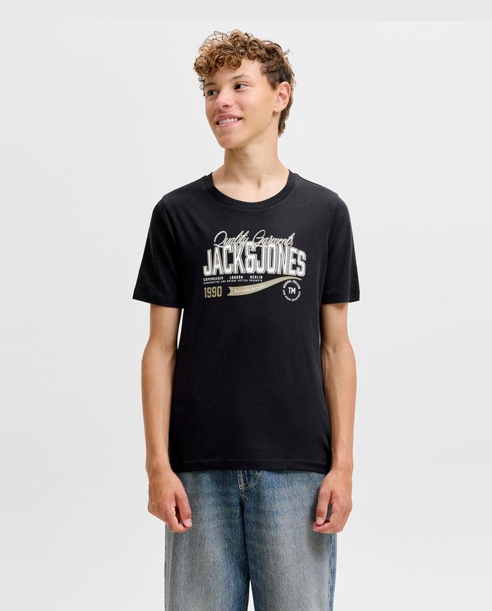 Camiseta manga corta de niño con print frontal - Jack & Jones - Negro Negro-1