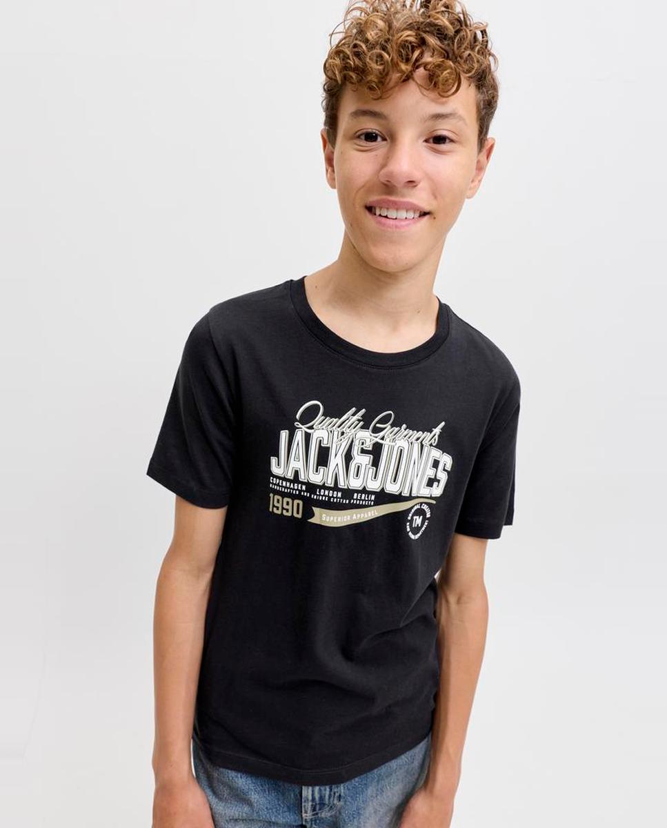 Camiseta manga corta de niño con print frontal - Jack & Jones - Negro Negro-4