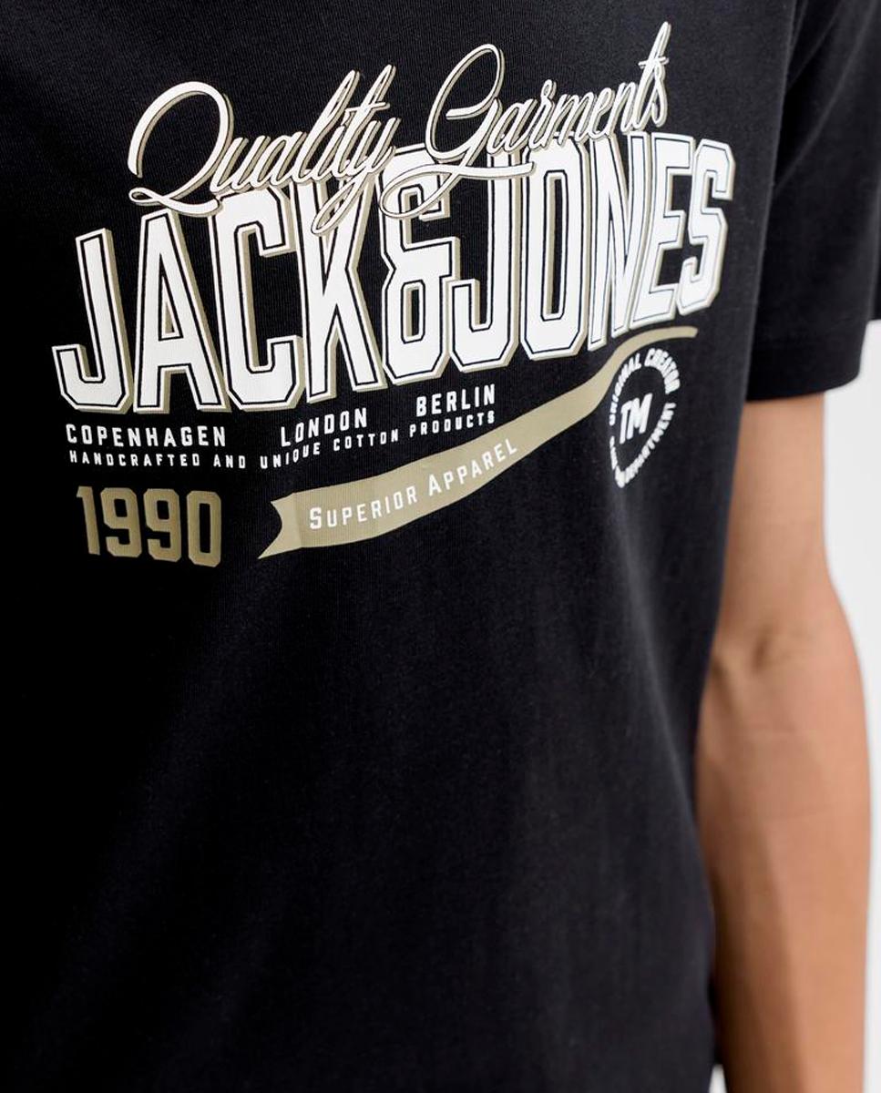 Camiseta manga corta de niño con print frontal - Jack & Jones - Negro Negro-5