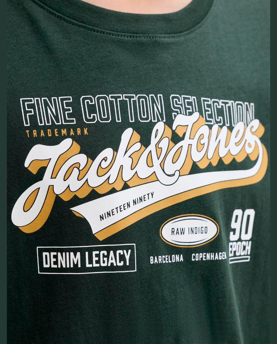 Camiseta manga corta de niño con print frontal - Jack & Jones - Verde oscuro Verde oscuro-5