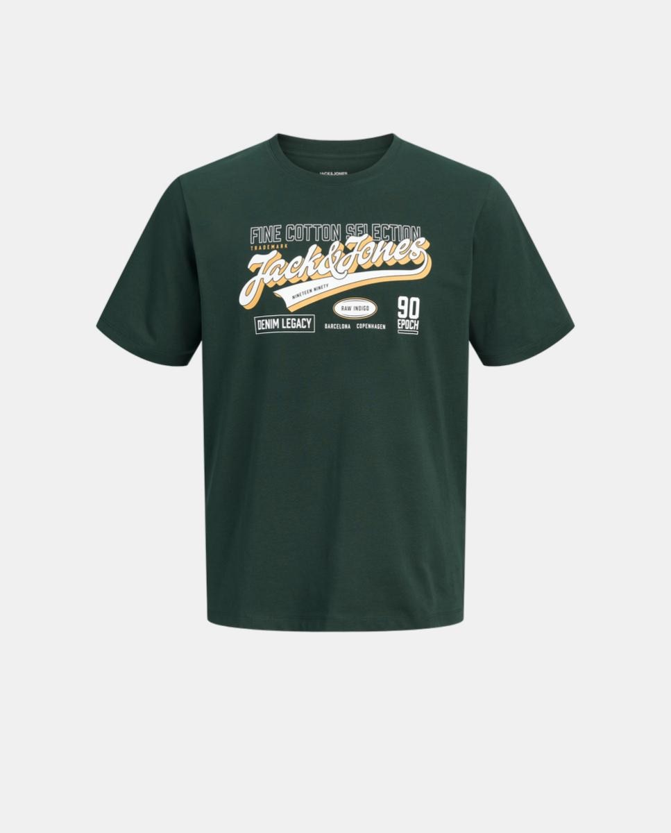 Camiseta manga corta de niño con print frontal - Jack & Jones - Verde oscuro Verde oscuro-7