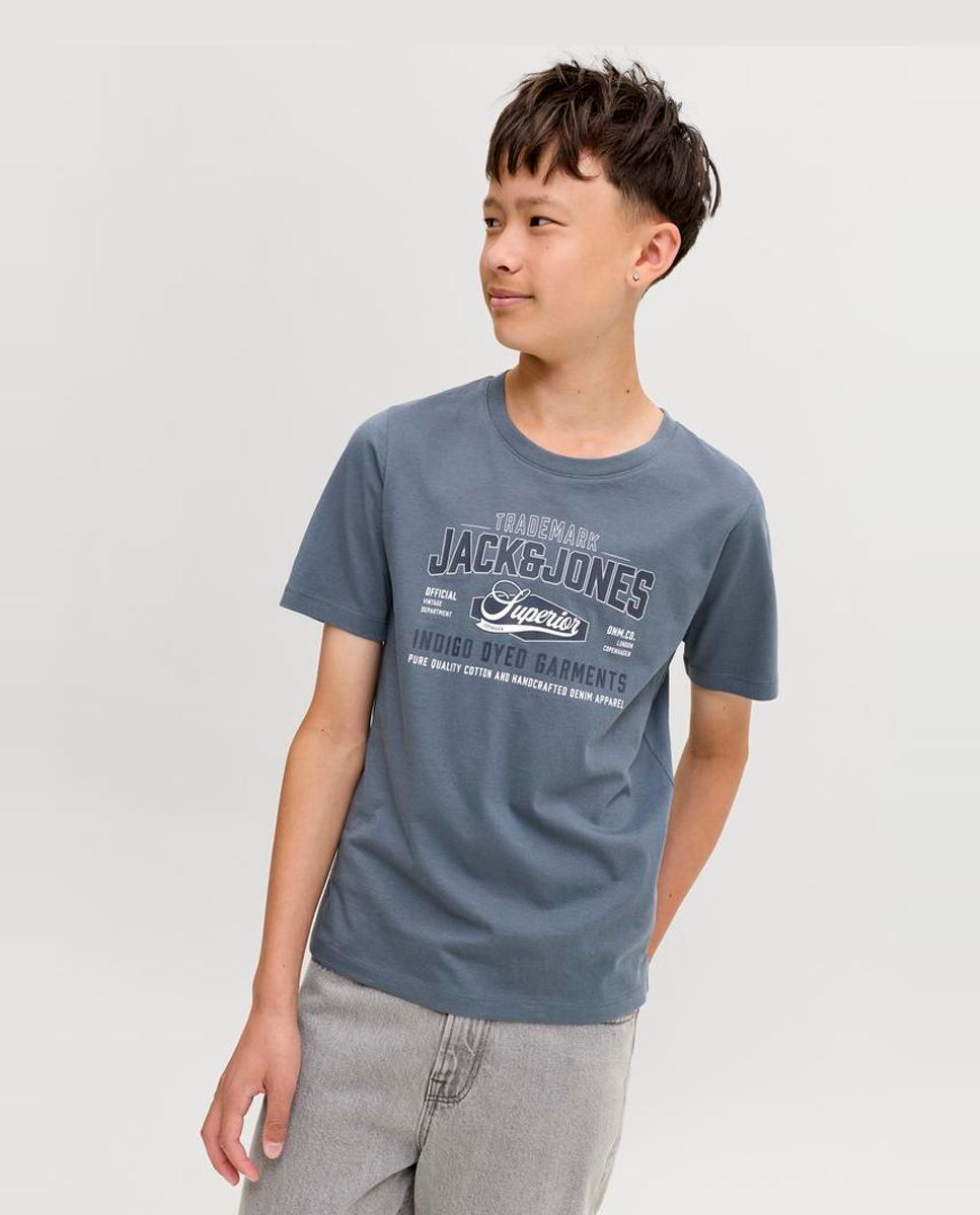 Camiseta manga corta de niño con print frontal - Jack & Jones - Azul Azul-4
