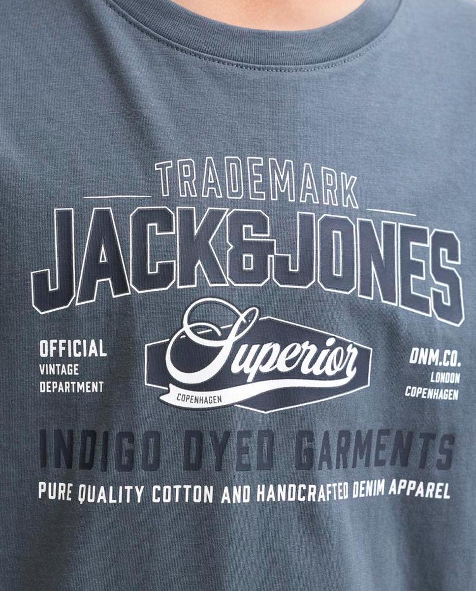Camiseta manga corta de niño con print frontal - Jack & Jones - Azul Azul-5