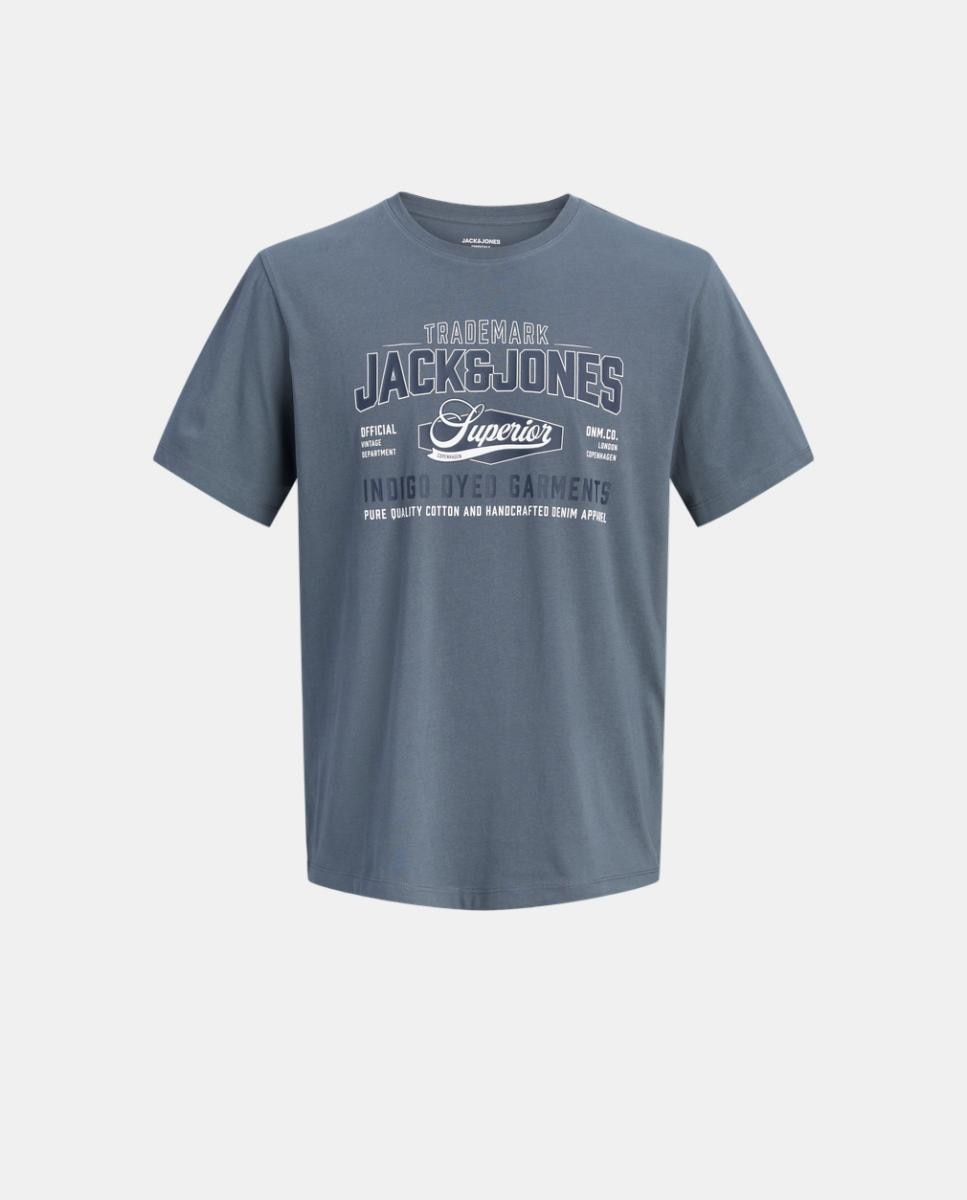 Camiseta manga corta de niño con print frontal - Jack & Jones - Azul Azul-7