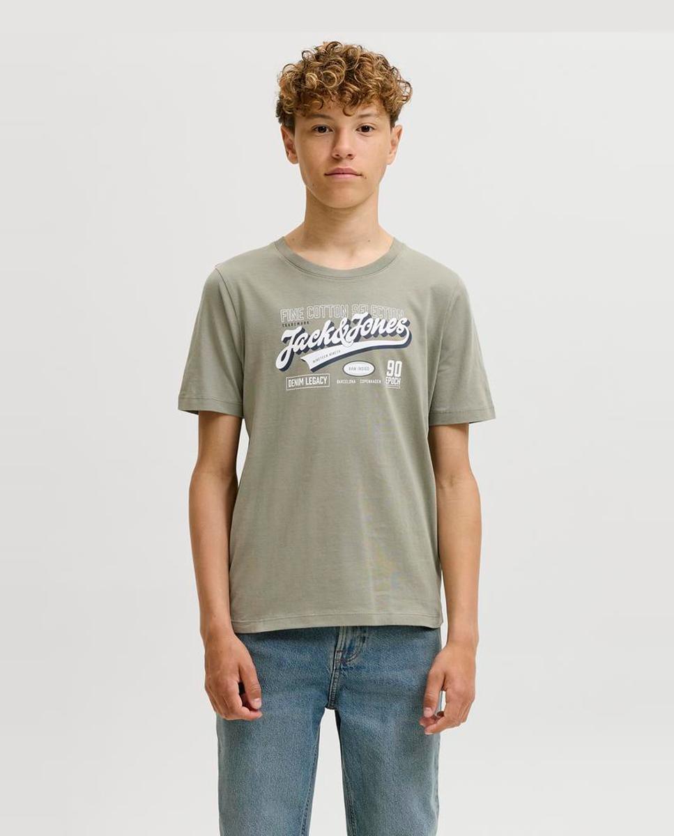 Camiseta manga corta de niño con print frontal - Jack & Jones - Verde claro Verde claro-1
