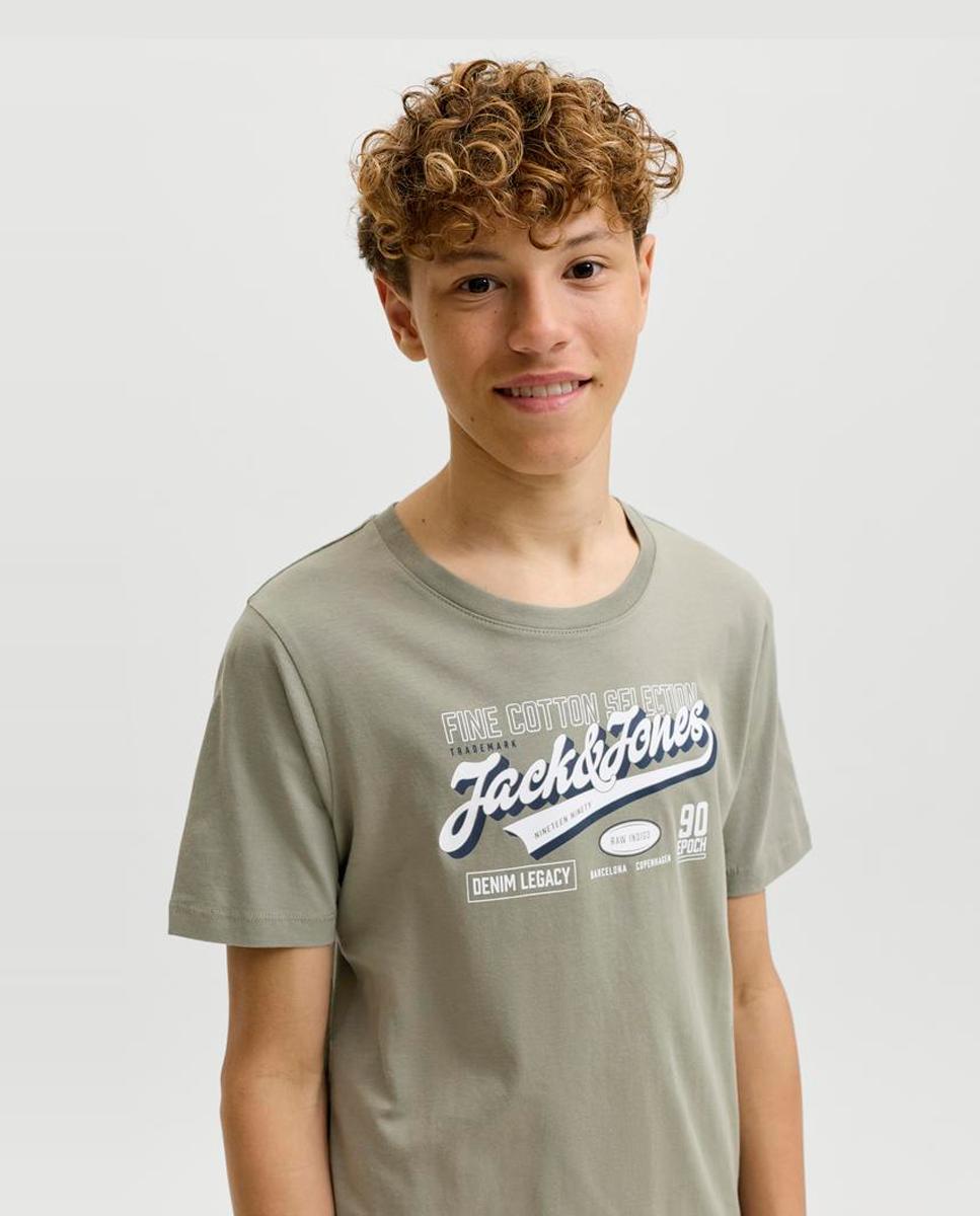 Camiseta manga corta de niño con print frontal - Jack & Jones - Verde claro Verde claro-4