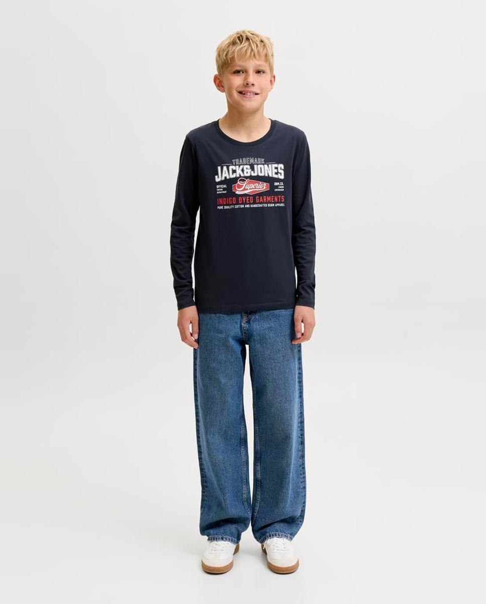 Camiseta manga larga de niño con print frontal - Jack & Jones - Azul marino Azul marino-2