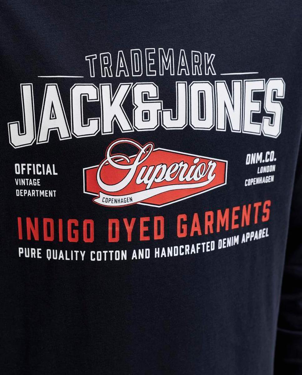 Camiseta manga larga de niño con print frontal - Jack & Jones - Azul marino Azul marino-6