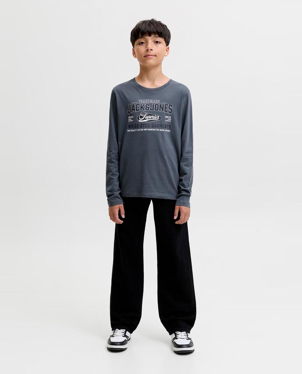 Camiseta manga larga de niño con print frontal - Jack & Jones - Azul Azul-2