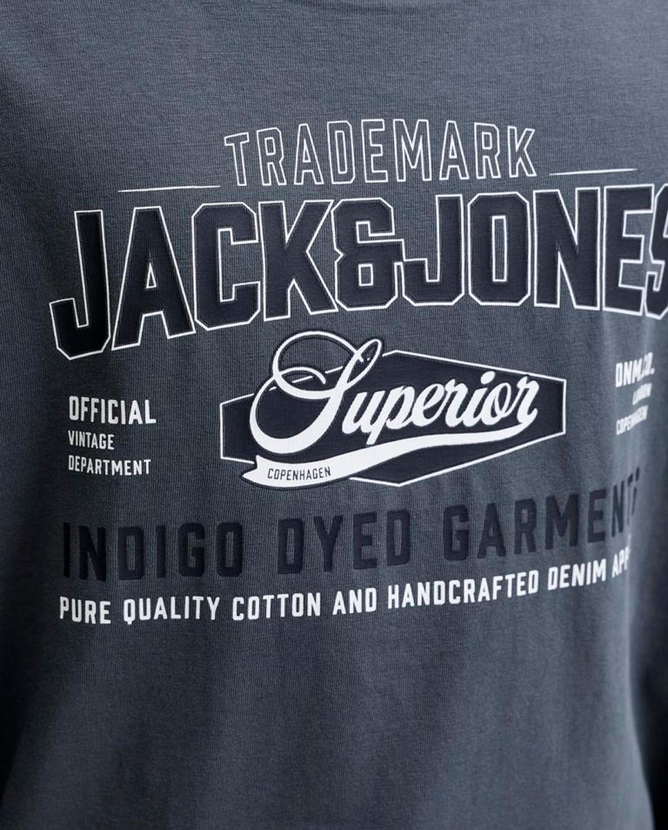 Camiseta manga larga de niño con print frontal - Jack & Jones - Azul Azul-5