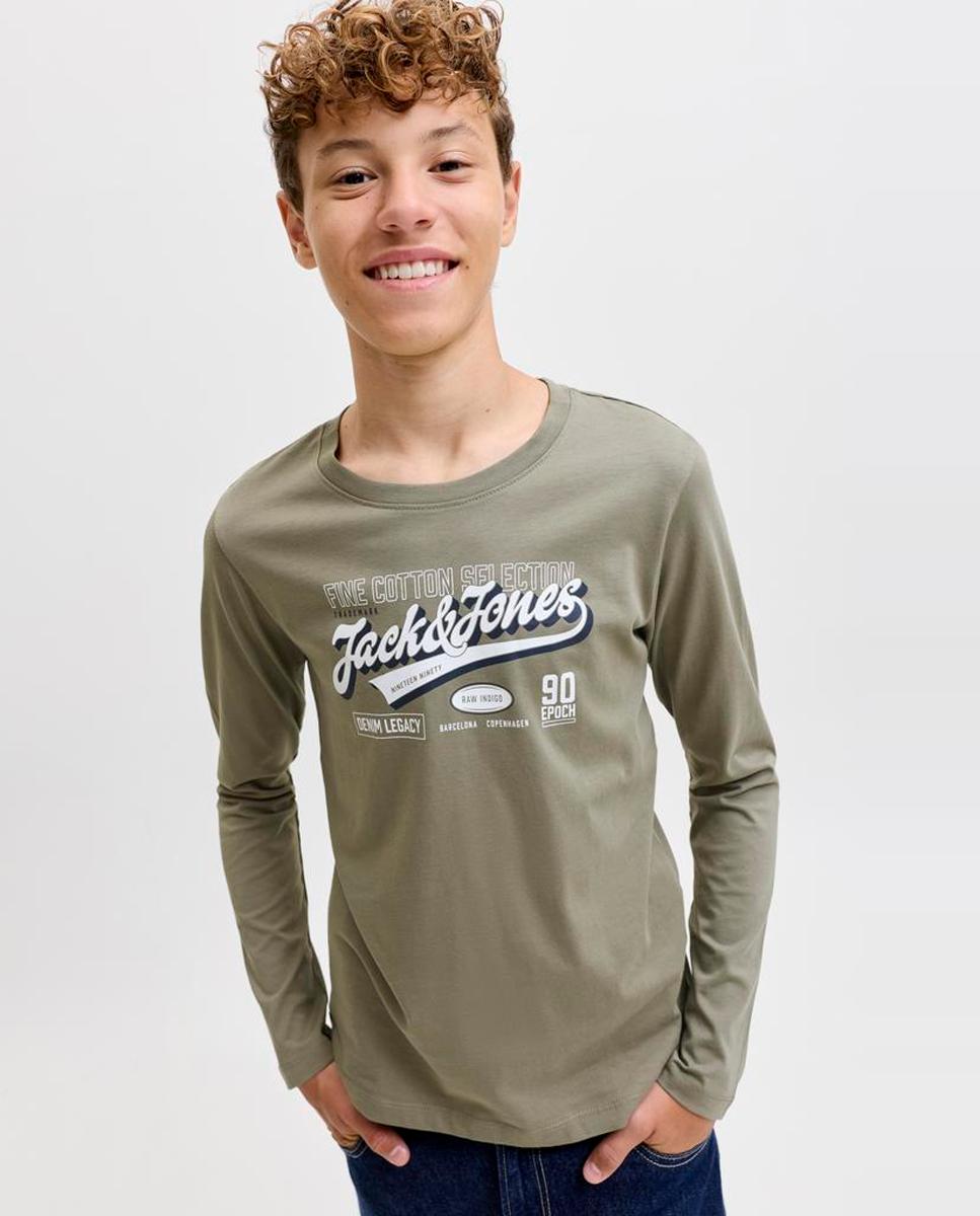 Camisola de Manga Comprida com Estampado à Frente Jack & Jones Verde-claro-4
