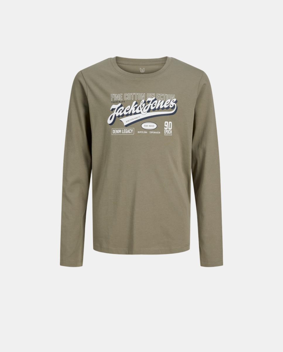 Camisola de Manga Comprida com Estampado à Frente Jack & Jones Verde-claro-7