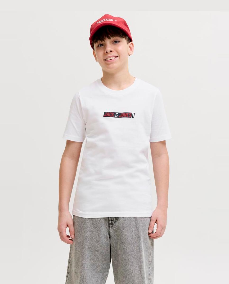 Camiseta de niño manga corta con print frontal - Jack & Jones - Blanco Blanco-1