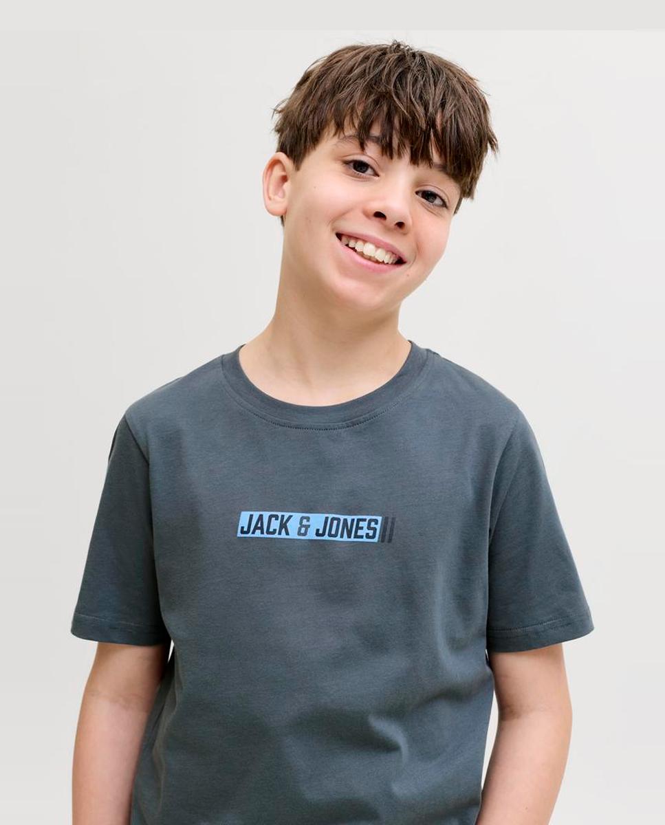 Camiseta de niño manga corta con print frontal - Jack & Jones - Azul Azul-3