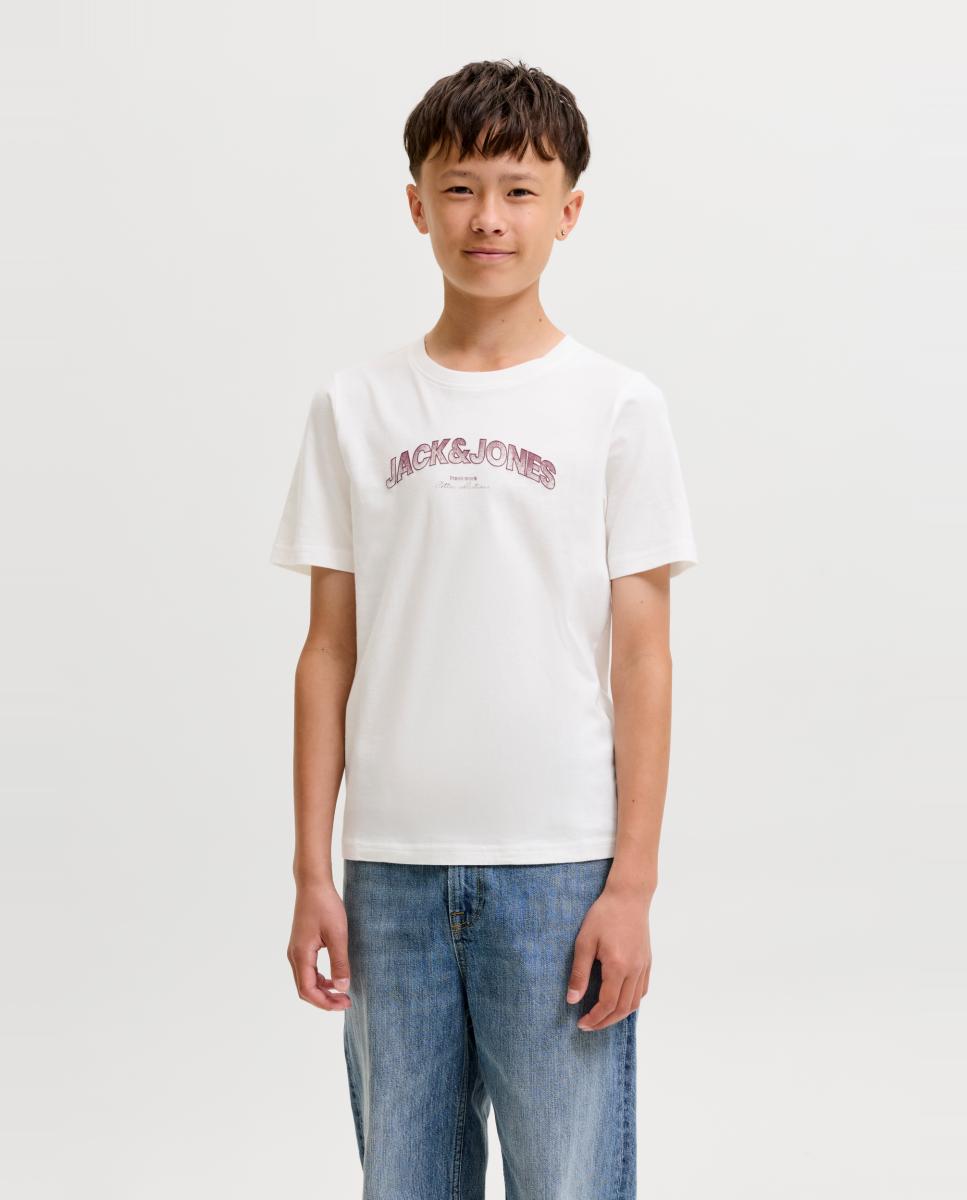 Camiseta de niño manga corta con print frontal - Jack & Jones - Blanco Blanco-1