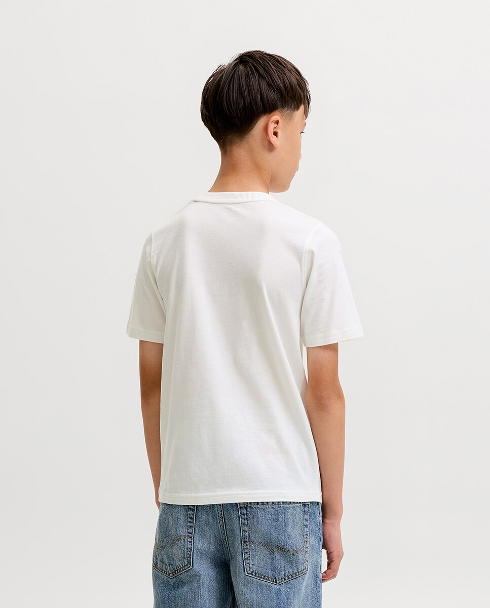 Camiseta de niño manga corta con print frontal - Jack & Jones - Blanco Blanco-2