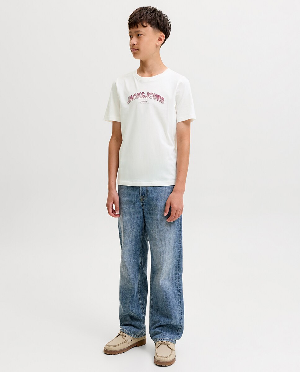 Camiseta de niño manga corta con print frontal - Jack & Jones - Blanco Blanco-6