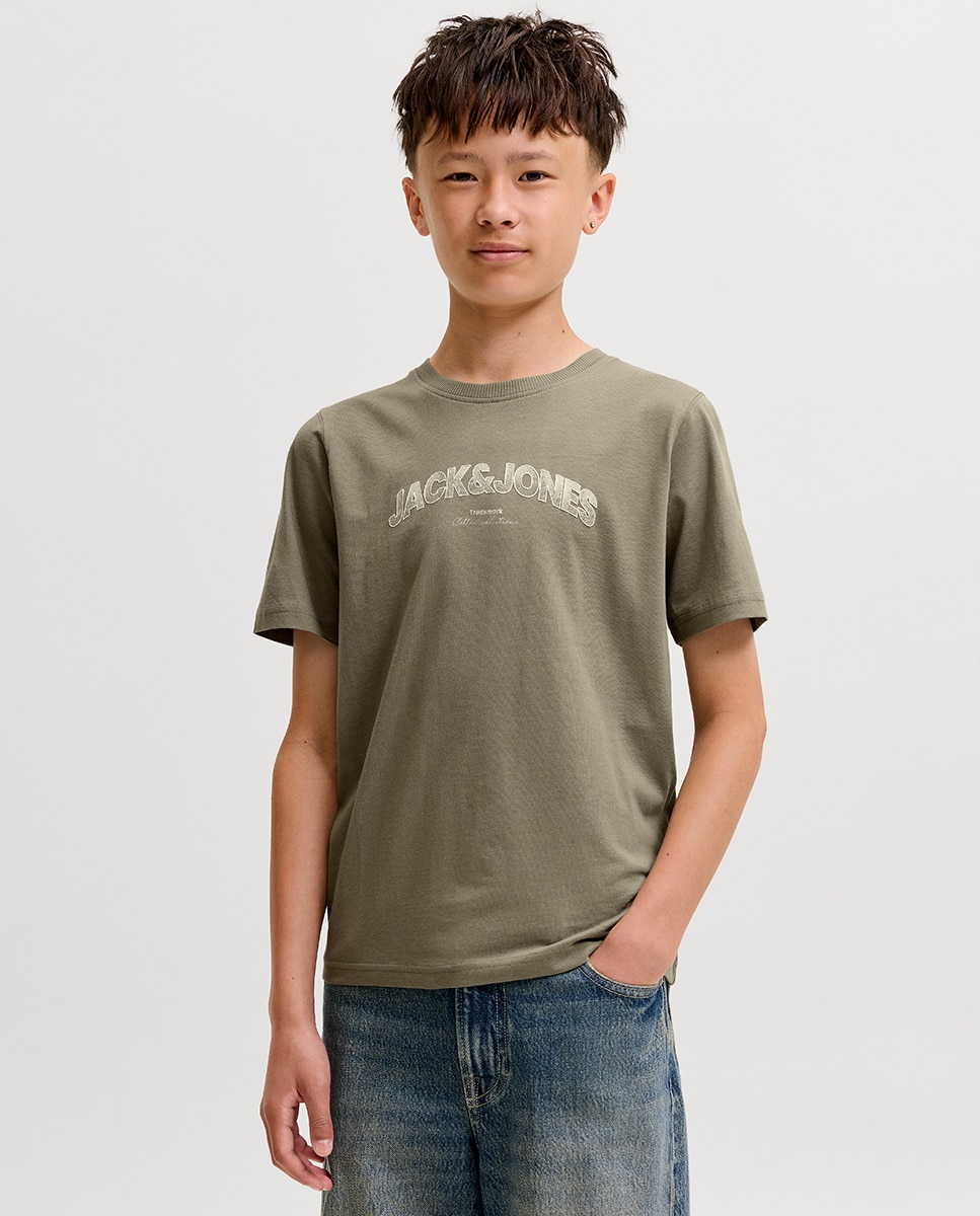 Camiseta de niño manga corta con print frontal - Jack & Jones - Verde claro Verde claro-1