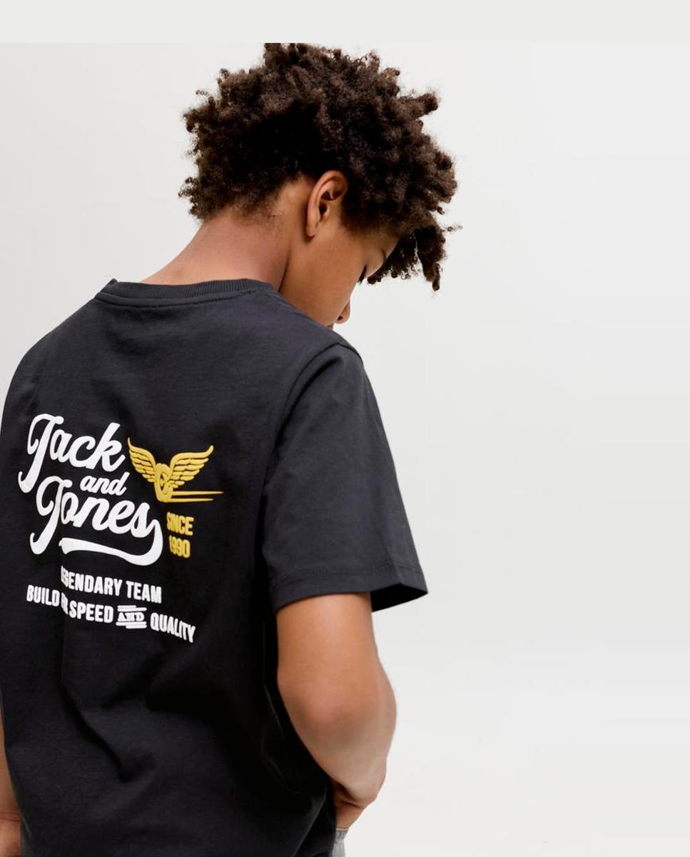 Camiseta de niño manga corta con print frontal - Jack & Jones - Negro Negro-4