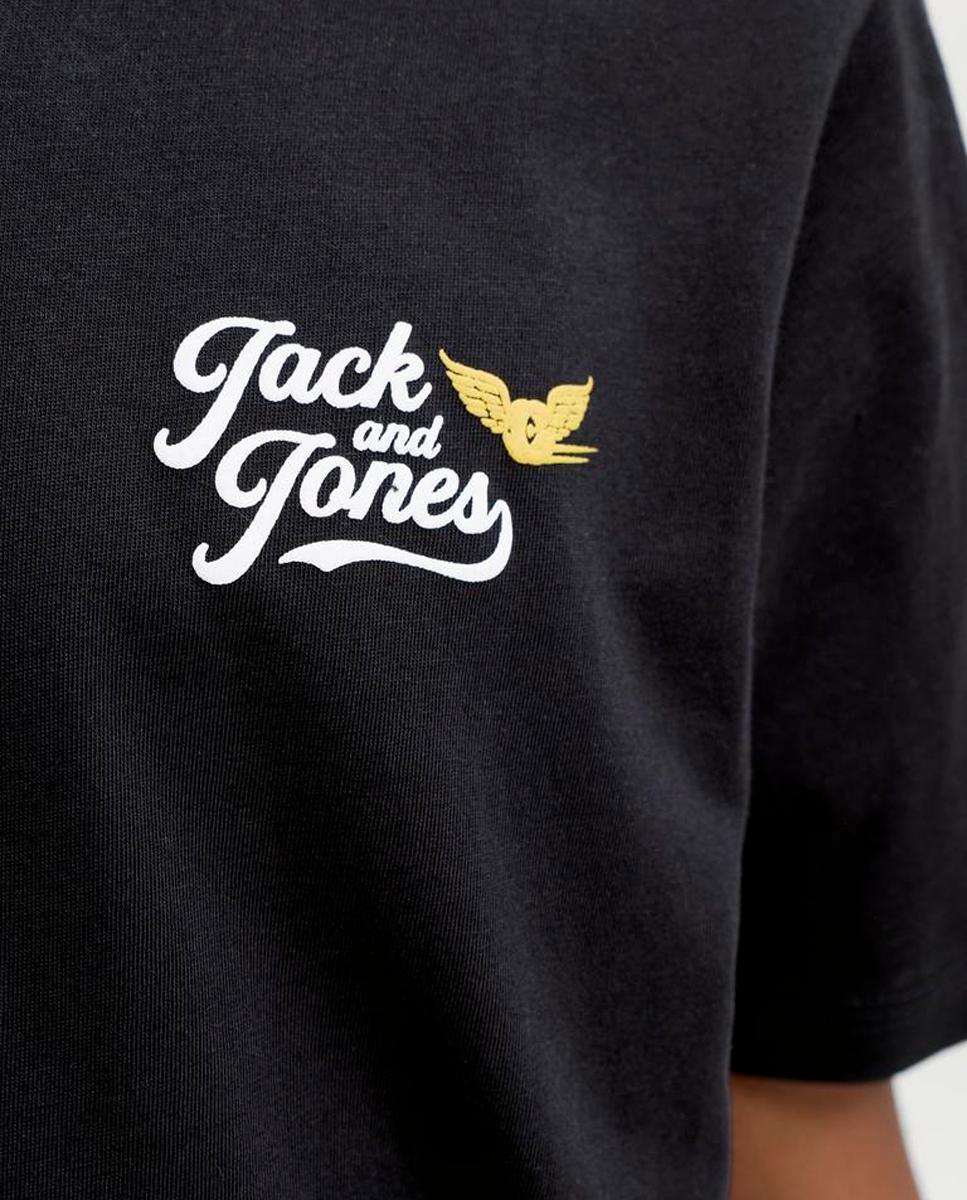 Camiseta de niño manga corta con print frontal - Jack & Jones - Negro Negro-5