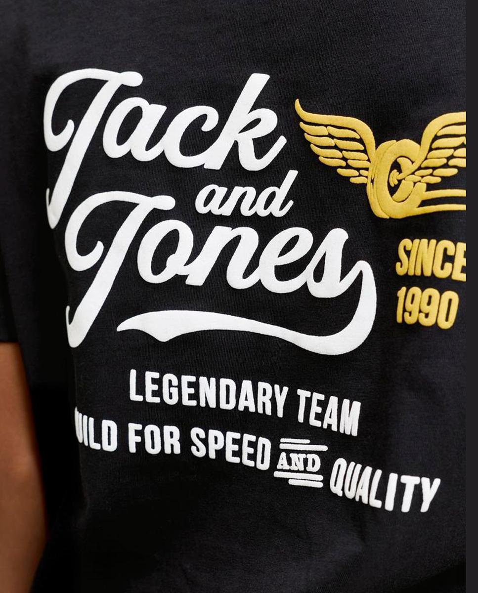 Camiseta de niño manga corta con print frontal - Jack & Jones - Negro Negro-6