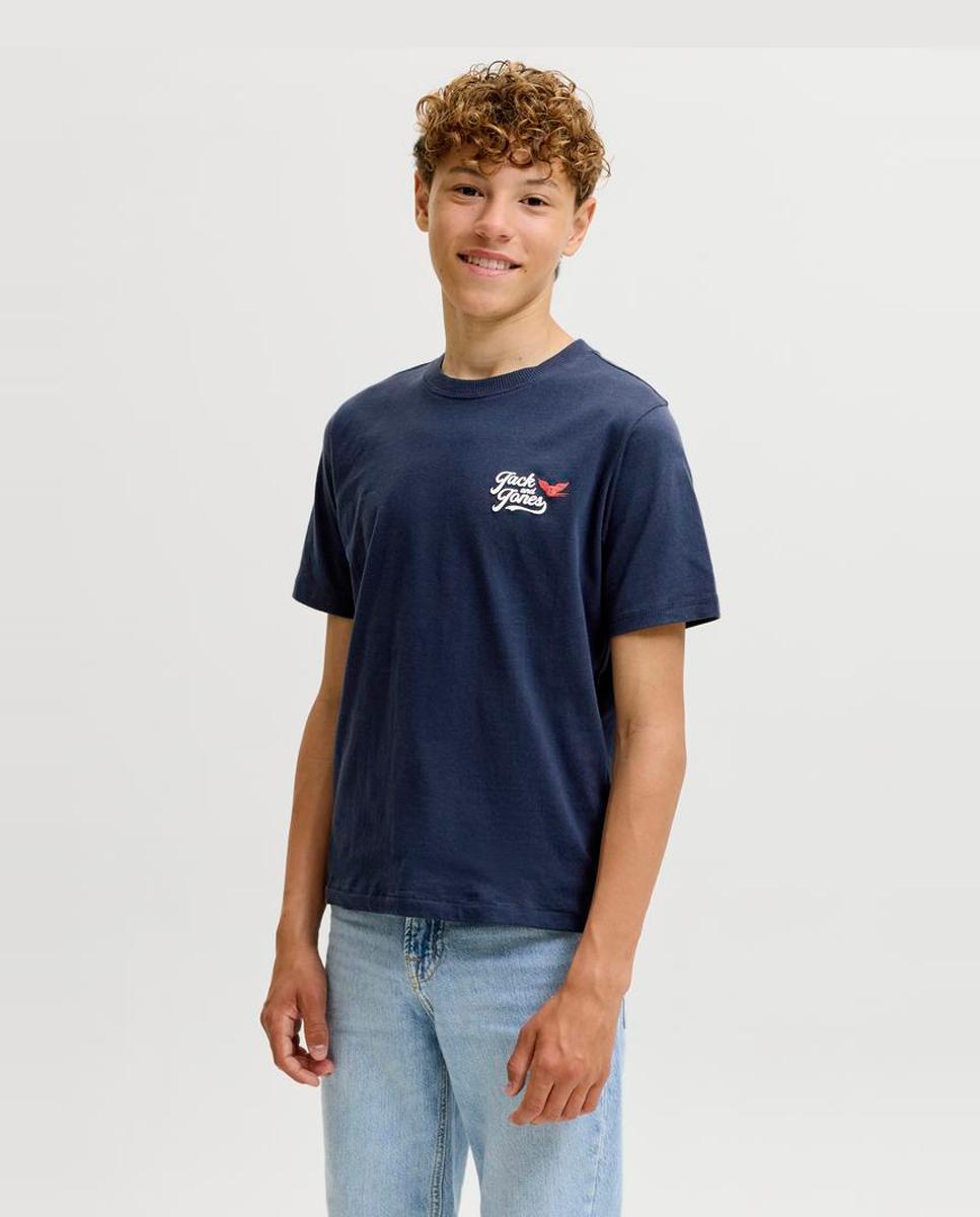 Camiseta de niño manga corta con print frontal - Jack & Jones - Azul marino Azul marino-1