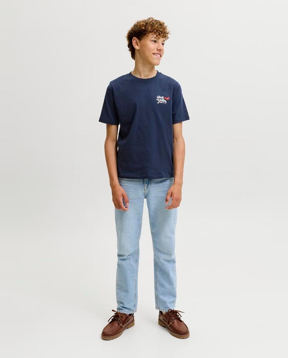 Camiseta de niño manga corta con print frontal - Jack & Jones - Azul marino Azul marino-2