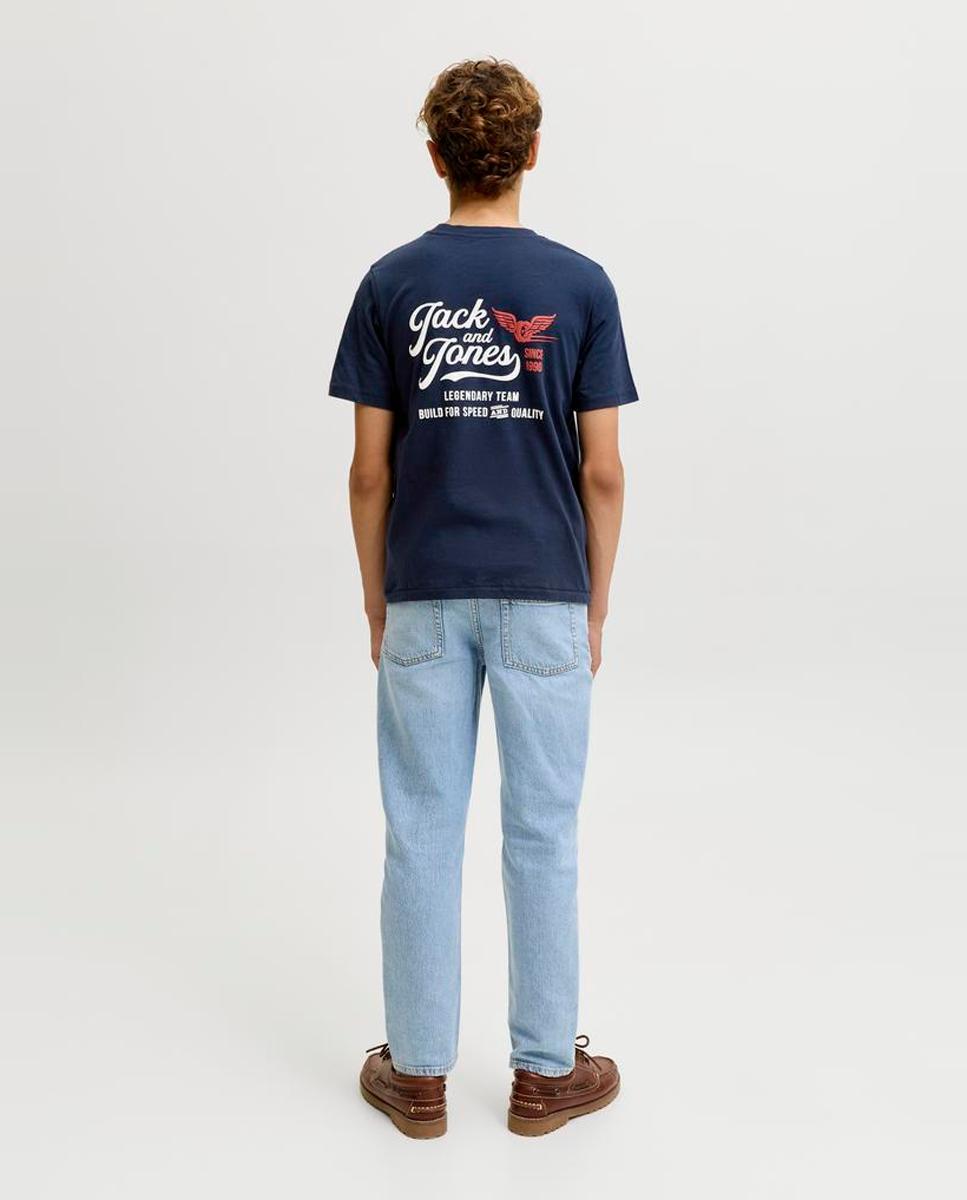 Camiseta de niño manga corta con print frontal - Jack & Jones - Azul marino Azul marino-3