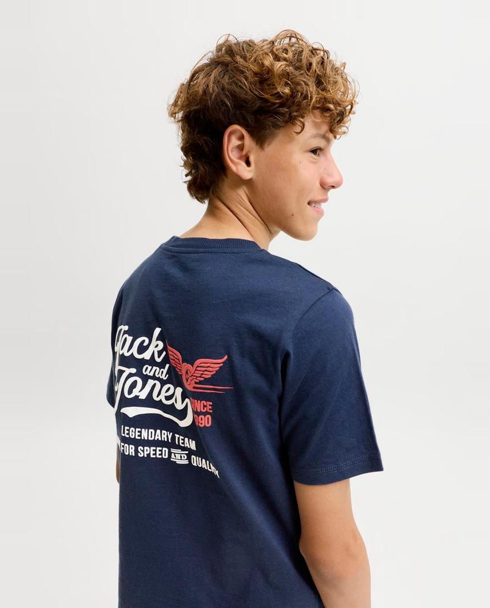 Camiseta de niño manga corta con print frontal - Jack & Jones - Azul marino Azul marino-4