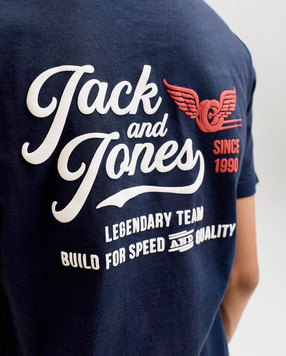 Camiseta de niño manga corta con print frontal - Jack & Jones - Azul marino Azul marino-5