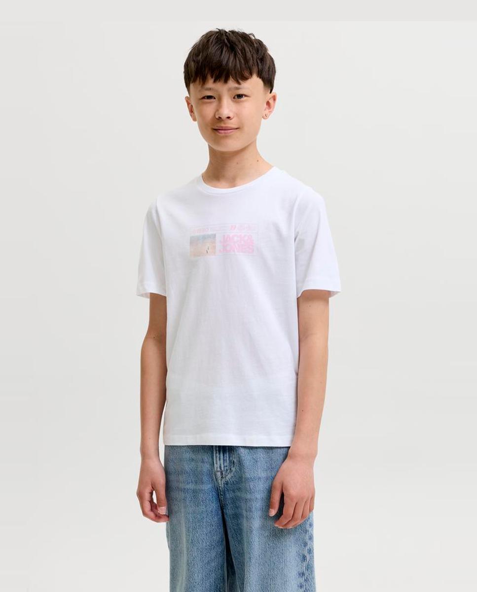 Camiseta de niño manga corta con back print - Jack & Jones - Blanco Blanco-1