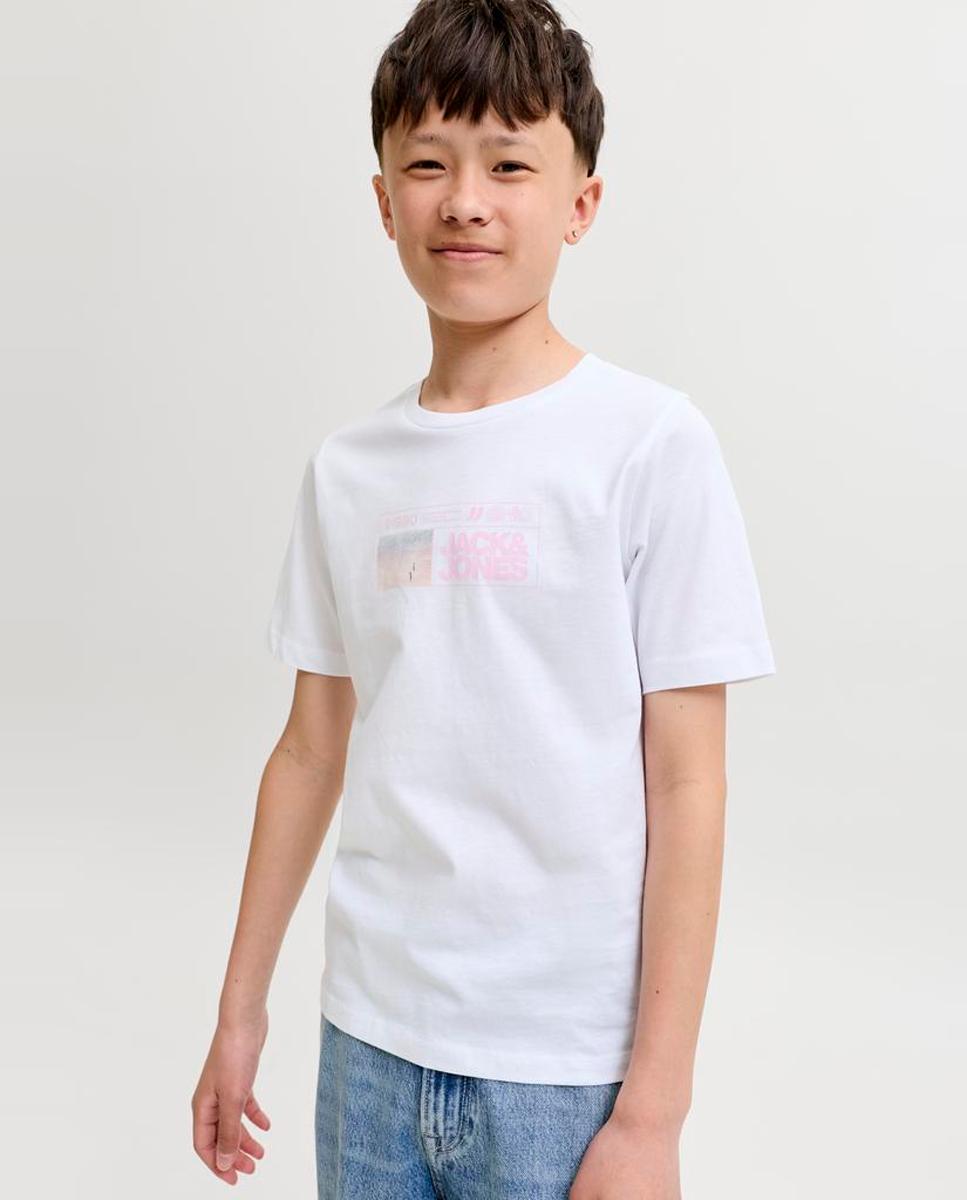 Camiseta de niño manga corta con back print - Jack & Jones - Blanco Blanco-4