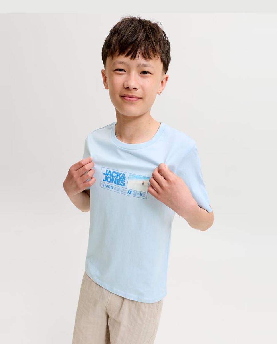 T-shirt de Manga Curta com Back Print Jack & Jones Azul-claro-3