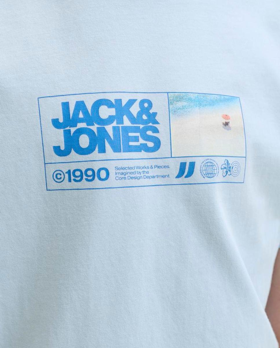 T-shirt de Manga Curta com Back Print Jack & Jones Azul-claro-5
