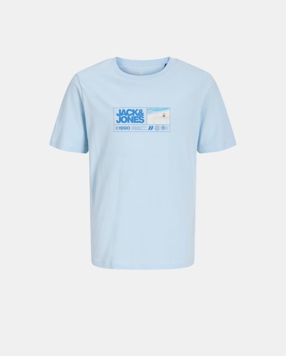 T-shirt de Manga Curta com Back Print Jack & Jones Azul-claro-6
